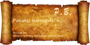 Pataky Barnabás névjegykártya