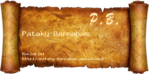 Pataky Barnabás névjegykártya
